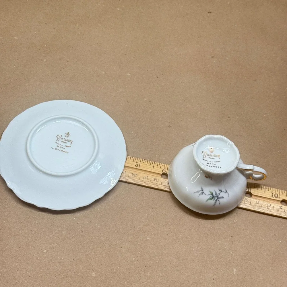 Winterling Green Ming Demitasse Cup Saucer Bavaria Germany Gold Trim